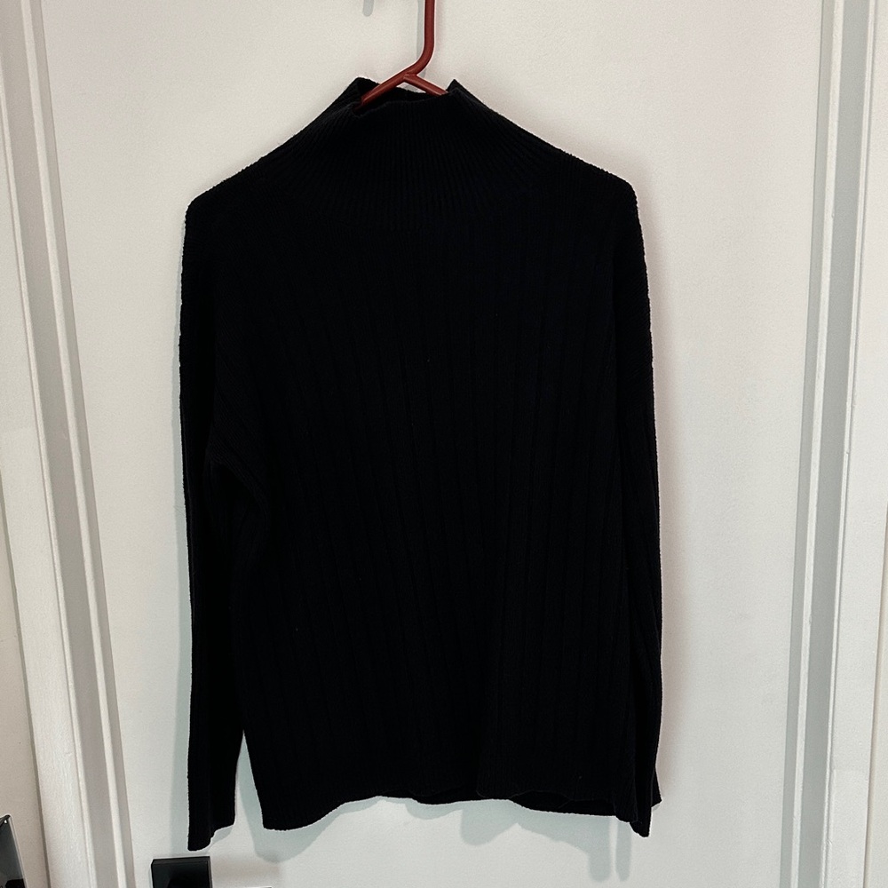 Classic Black Ribbed Turtleneck Sweater